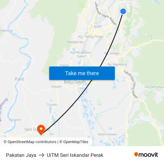 Pakatan Jaya to UiTM Seri Iskandar Perak map