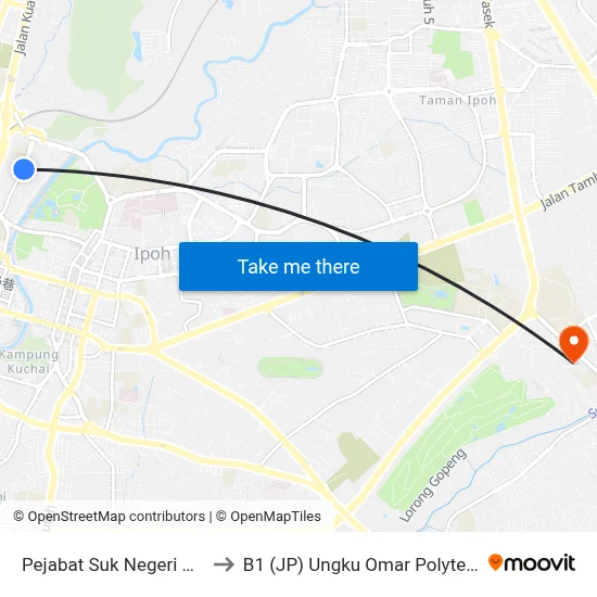Pejabat Suk Negeri Perak to B1 (JP) Ungku Omar Polytechnic map