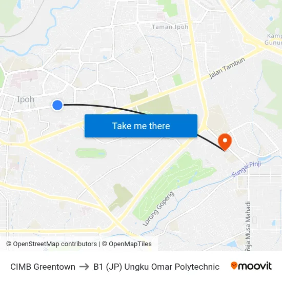 CIMB Greentown to B1 (JP) Ungku Omar Polytechnic map