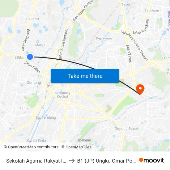Sekolah Agama Rakyat Ittihadiah to B1 (JP) Ungku Omar Polytechnic map
