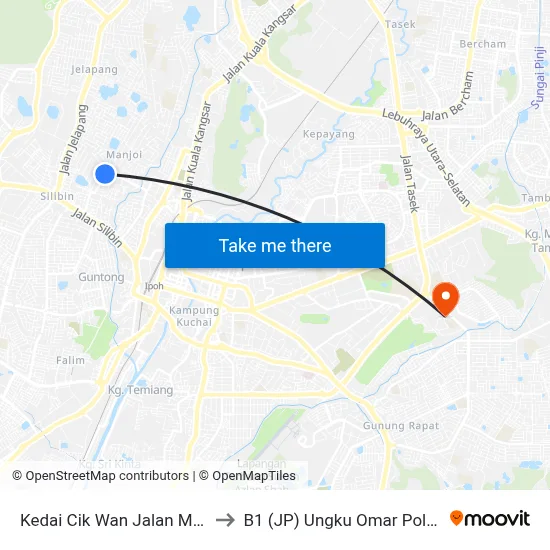 Kedai Cik Wan Jalan Madrasah to B1 (JP) Ungku Omar Polytechnic map