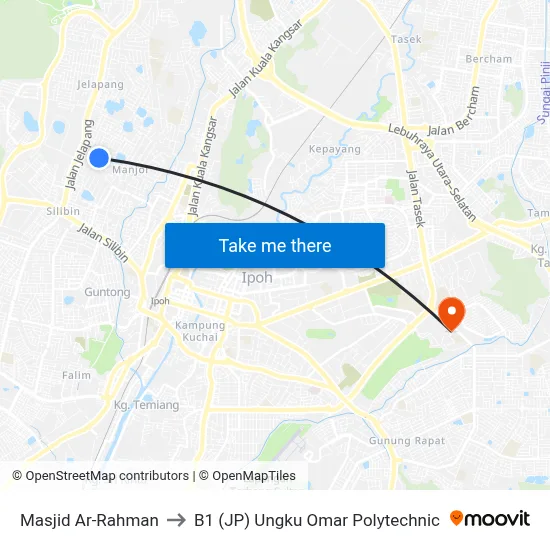 Masjid Ar-Rahman to B1 (JP) Ungku Omar Polytechnic map