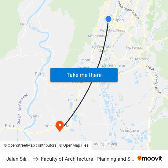 Jalan Silibin, 88 to Faculty of Architecture , Planning and Surveying UiTM , Perak map