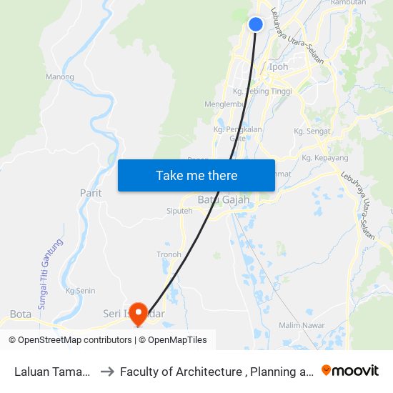 Laluan Taman Meru 5, 26 to Faculty of Architecture , Planning and Surveying UiTM , Perak map