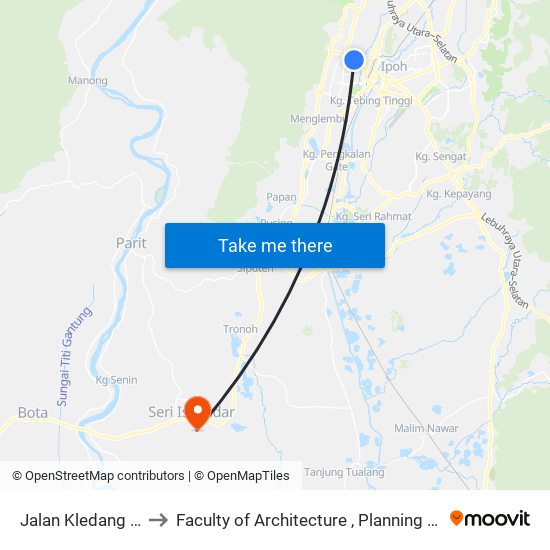 Jalan Kledang Raya 22, 265 to Faculty of Architecture , Planning and Surveying UiTM , Perak map