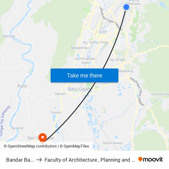 Bandar Baru Putra to Faculty of Architecture , Planning and Surveying UiTM , Perak map