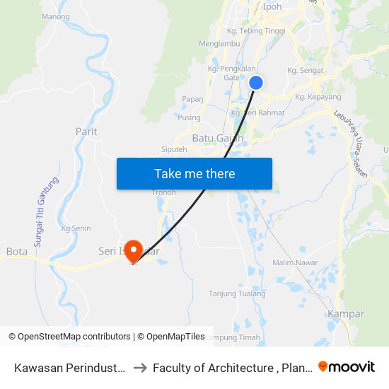 Kawasan Perindustrian Pengkalan Pegoh 2 to Faculty of Architecture , Planning and Surveying UiTM , Perak map