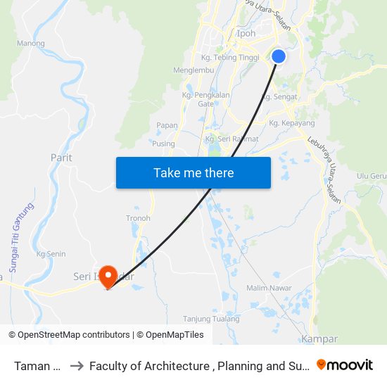 Taman Razaki to Faculty of Architecture , Planning and Surveying UiTM , Perak map