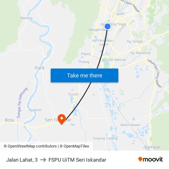 Jalan Lahat, 3 to FSPU UiTM Seri Iskandar map