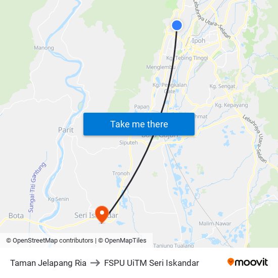 Taman Jelapang Ria to FSPU UiTM Seri Iskandar map