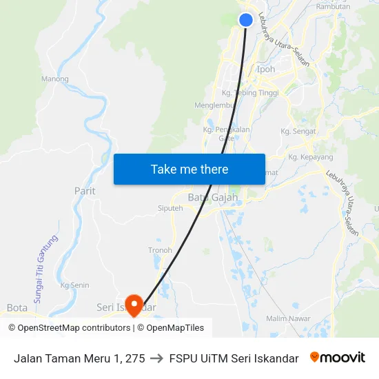 Jalan Taman Meru 1, 275 to FSPU UiTM Seri Iskandar map