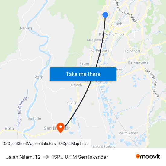 Jalan Nilam, 12 to FSPU UiTM Seri Iskandar map