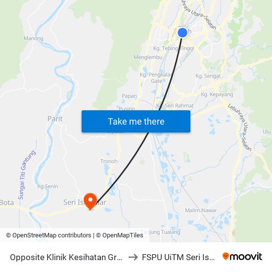 Opposite Klinik Kesihatan Greentown to FSPU UiTM Seri Iskandar map