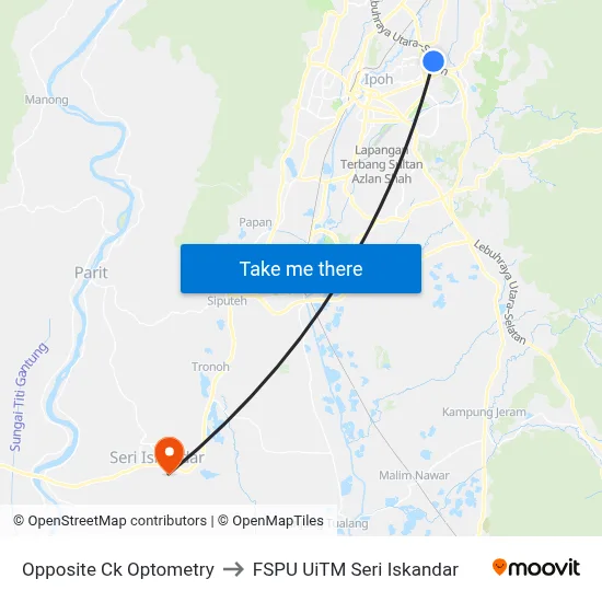 Opposite Ck Optometry to FSPU UiTM Seri Iskandar map