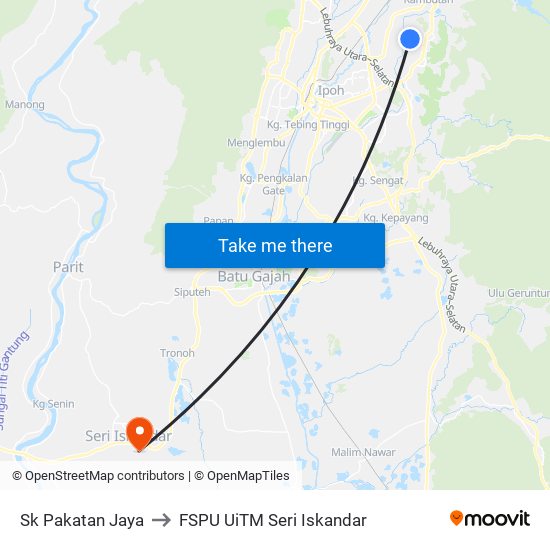 Sk Pakatan Jaya to FSPU UiTM Seri Iskandar map