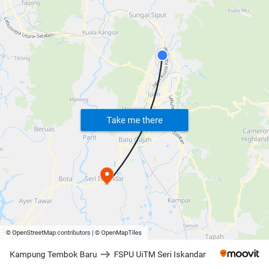 Kampung Tembok Baru to FSPU UiTM Seri Iskandar map