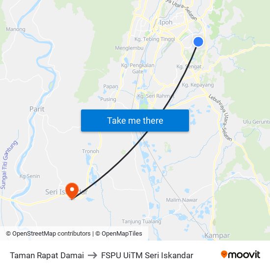 Taman Rapat Damai to FSPU UiTM Seri Iskandar map