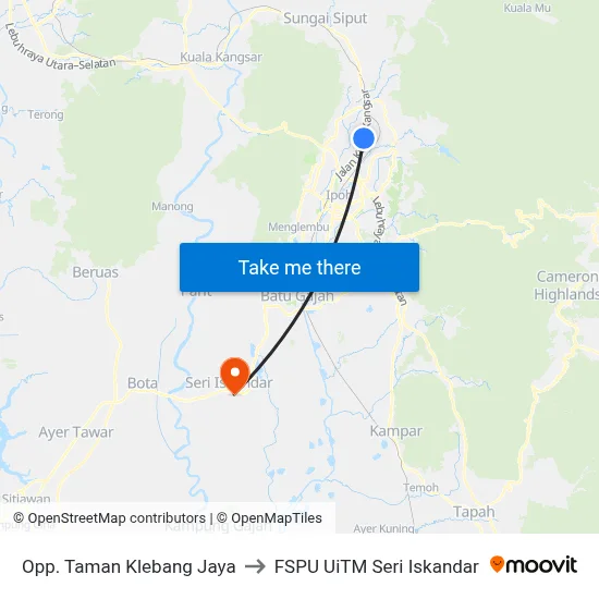 Opp. Taman Klebang Jaya to FSPU UiTM Seri Iskandar map