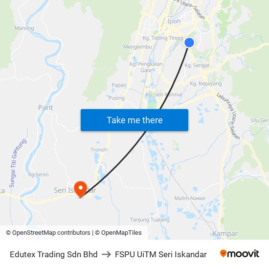 Edutex Trading Sdn Bhd to FSPU UiTM Seri Iskandar map