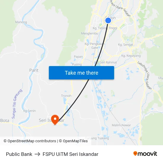 Public Bank to FSPU UiTM Seri Iskandar map