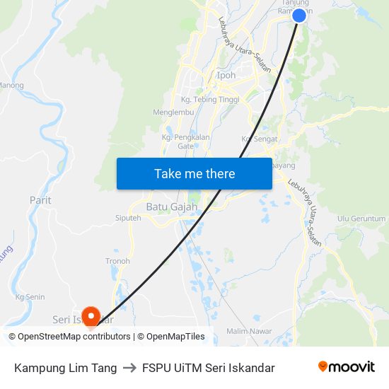 Kampung Lim Tang to FSPU UiTM Seri Iskandar map