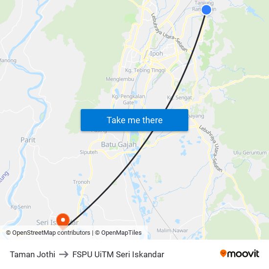Taman Jothi to FSPU UiTM Seri Iskandar map