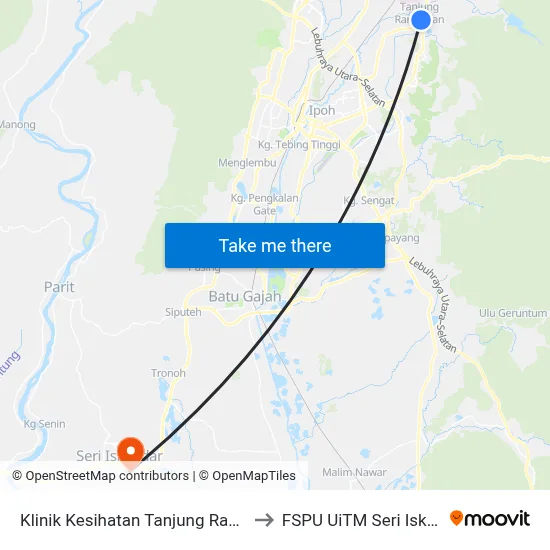 Klinik Kesihatan Tanjung Rambutan to FSPU UiTM Seri Iskandar map