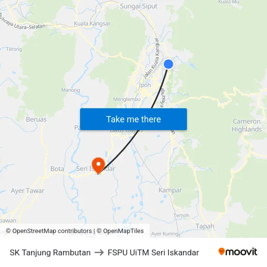 SK Tanjung Rambutan to FSPU UiTM Seri Iskandar map
