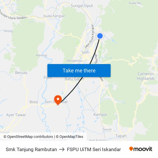 Smk Tanjung Rambutan to FSPU UiTM Seri Iskandar map