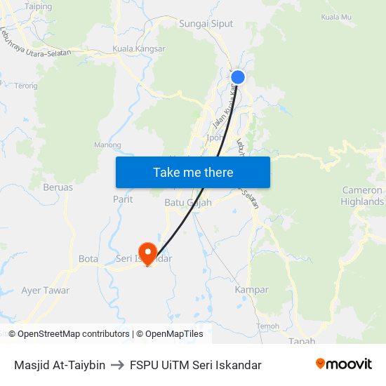 Masjid At-Taiybin to FSPU UiTM Seri Iskandar map
