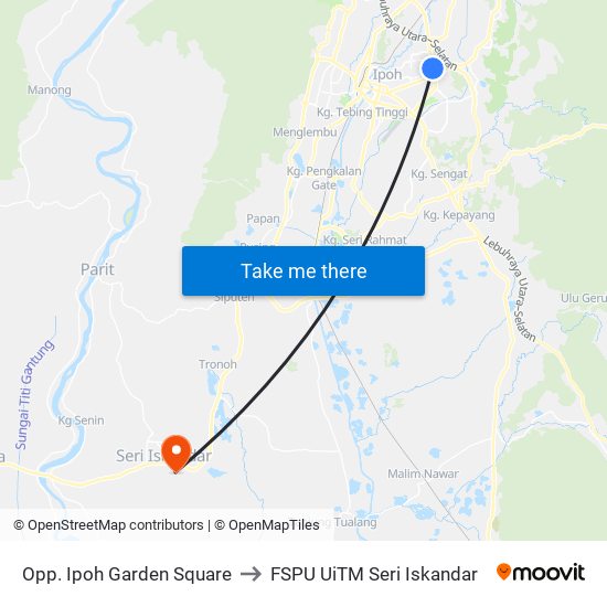 Opp. Ipoh Garden Square to FSPU UiTM Seri Iskandar map