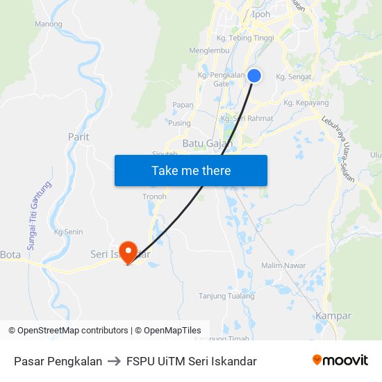 Pasar Pengkalan to FSPU UiTM Seri Iskandar map