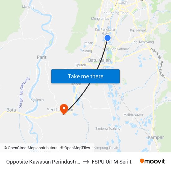 Opposite Kawasan Perindustrian Lahat 2 to FSPU UiTM Seri Iskandar map