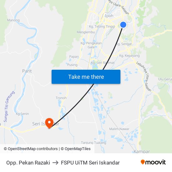 Opp. Pekan Razaki to FSPU UiTM Seri Iskandar map