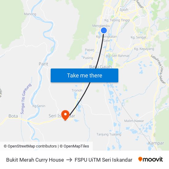 Bukit Merah Curry House to FSPU UiTM Seri Iskandar map