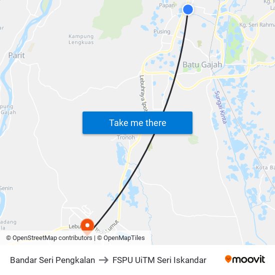 Bandar Seri Pengkalan to FSPU UiTM Seri Iskandar map