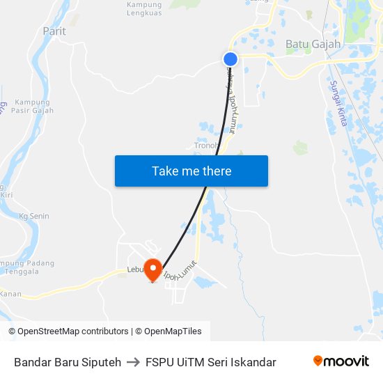 Bandar Baru Siputeh to FSPU UiTM Seri Iskandar map