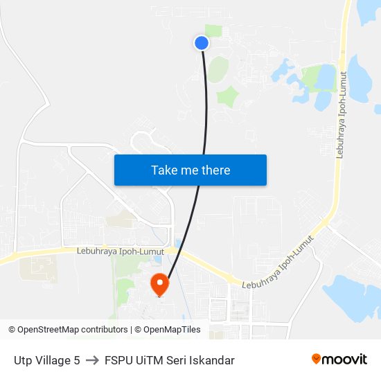 Utp Village 5 to FSPU UiTM Seri Iskandar map