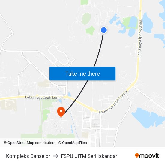 Kompleks Canselor to FSPU UiTM Seri Iskandar map