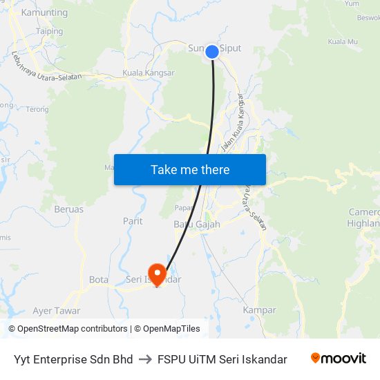 Yyt Enterprise Sdn Bhd to FSPU UiTM Seri Iskandar map