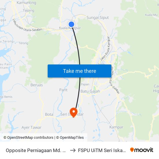 Opposite Perniagaan Md. Nasir to FSPU UiTM Seri Iskandar map