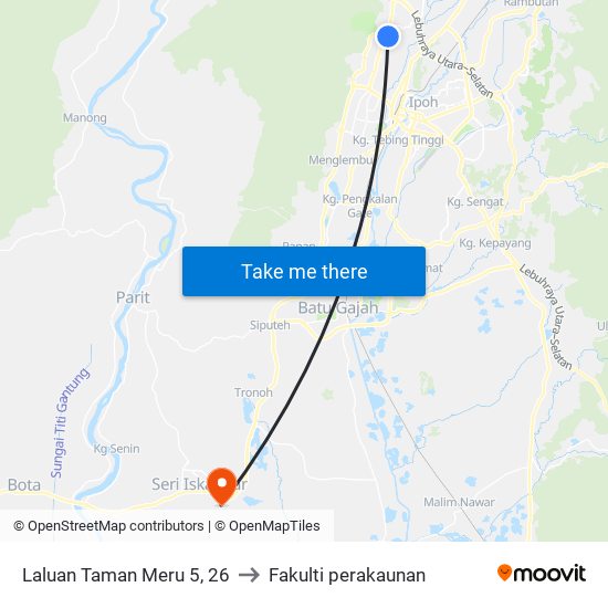 Laluan Taman Meru 5, 26 to Fakulti perakaunan map