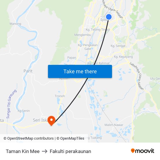 Taman Kin Mee to Fakulti perakaunan map