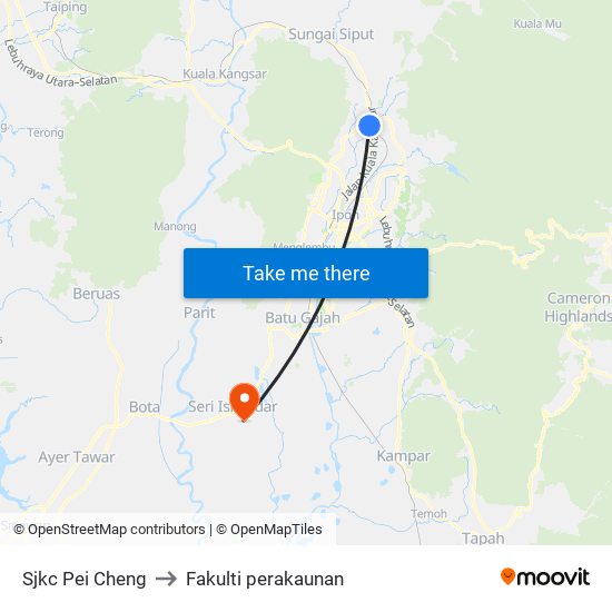 Sjkc Pei Cheng to Fakulti perakaunan map