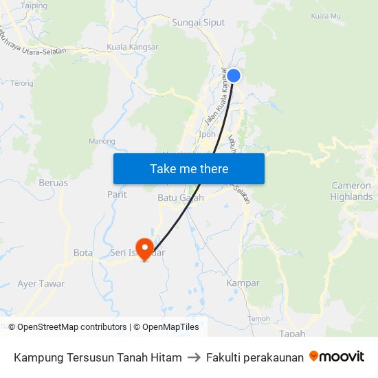 Kampung Tersusun Tanah Hitam to Fakulti perakaunan map