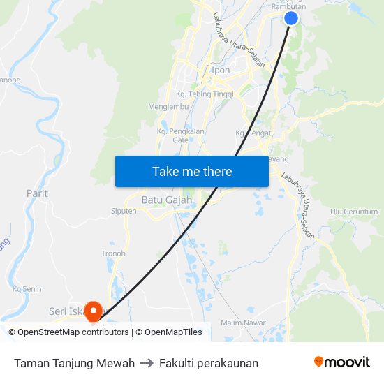 Taman Tanjung Mewah to Fakulti perakaunan map