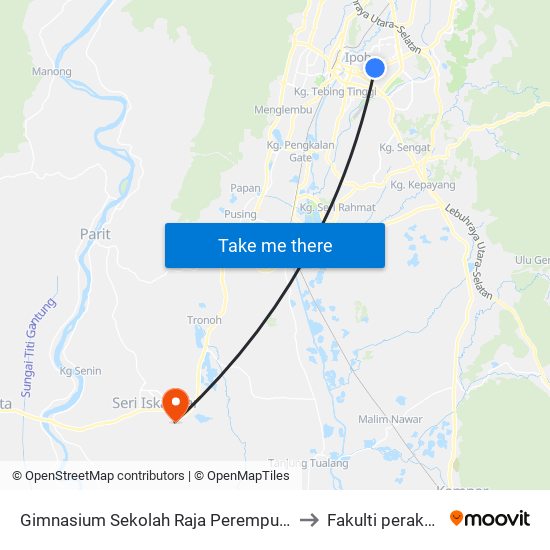 Gimnasium Sekolah Raja Perempuan Taayah to Fakulti perakaunan map