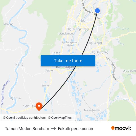 Taman Medan Bercham to Fakulti perakaunan map