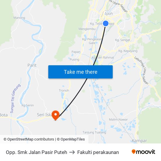 Opp. Smk Jalan Pasir Puteh to Fakulti perakaunan map