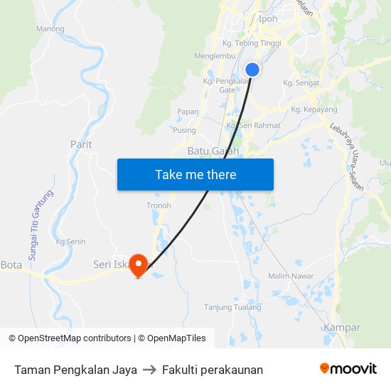 Taman Pengkalan Jaya to Fakulti perakaunan map